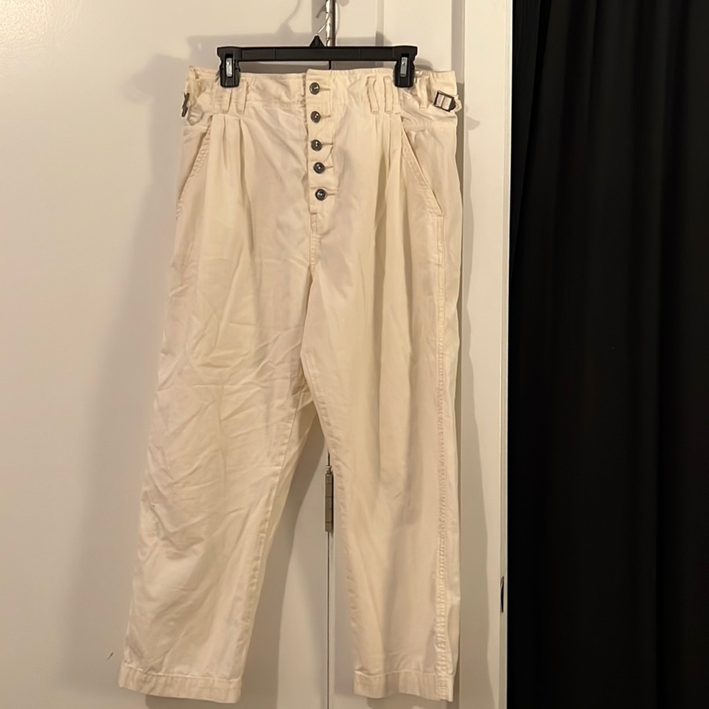 Free People Urban Outfitters White/Cream Canvas Linen Trouser Pants — Size 8